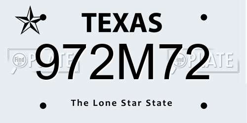 972M72 Texas License Plate