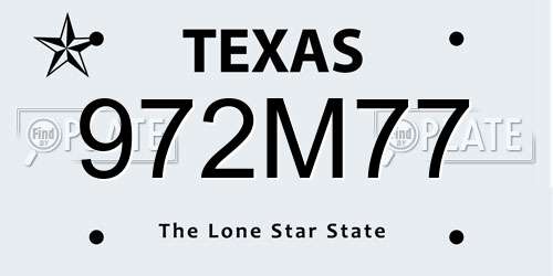 972M77 Texas License Plate