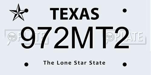 972MT2 Texas License Plate