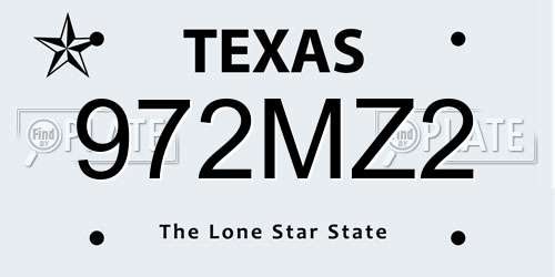 972MZ2 Texas License Plate