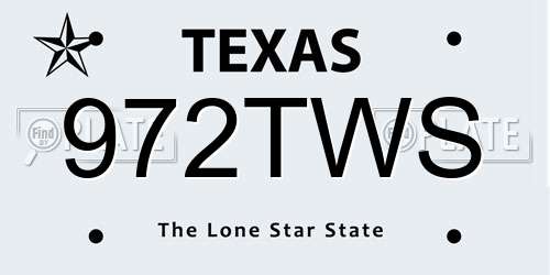 972TWS Texas License Plate