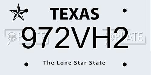 972VH2 Texas License Plate