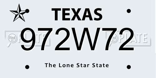 972W72 Texas License Plate