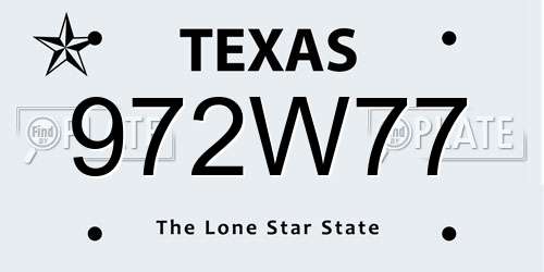 972W77 Texas License Plate