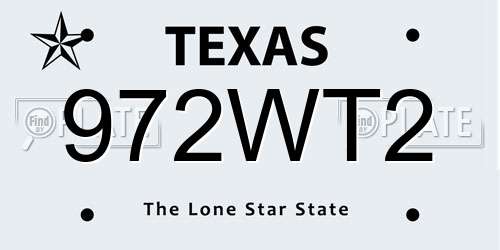 972WT2 Texas License Plate