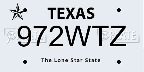 972WTZ Texas License Plate