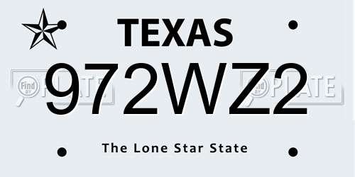972WZ2 Texas License Plate