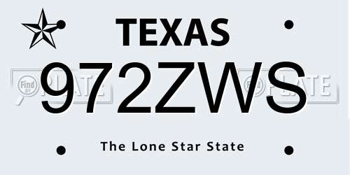 972ZWS Texas License Plate