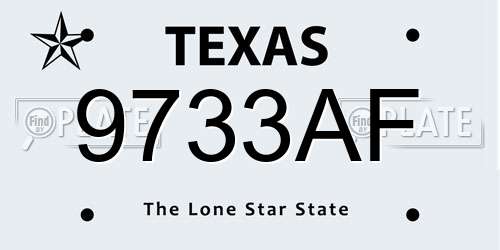 9733AF Texas License Plate