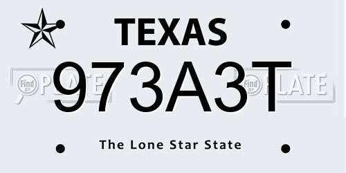 973A3T Texas License Plate