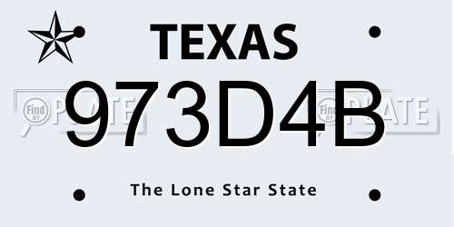 973D4B Texas License Plate