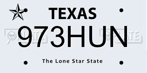 973HUN Texas License Plate