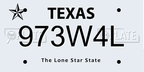 973W4L Texas License Plate