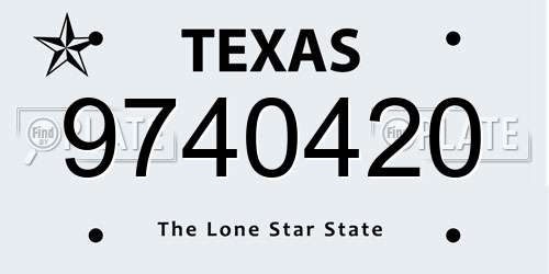 9740420 Texas License Plate