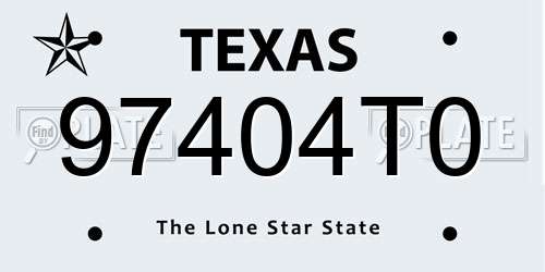 97404T0 Texas License Plate