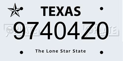 97404Z0 Texas License Plate