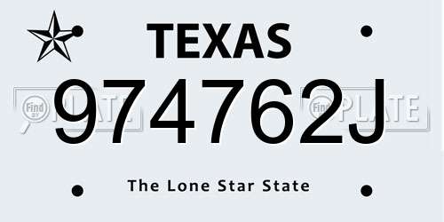 974762J Texas License Plate