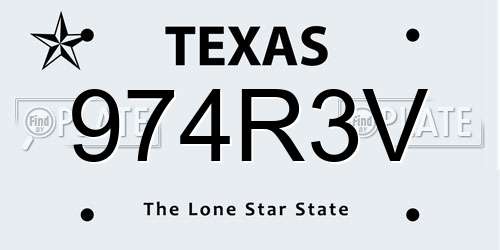 974R3V Texas License Plate