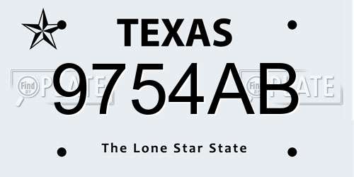 9754AB Texas License Plate