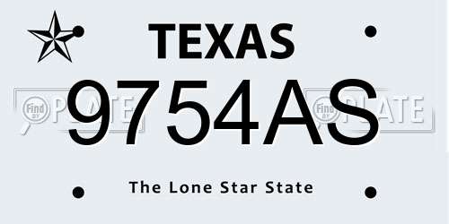 9754AS Texas License Plate