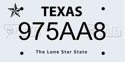 975AA8 Texas License Plate