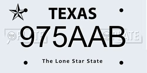 975AAB Texas License Plate