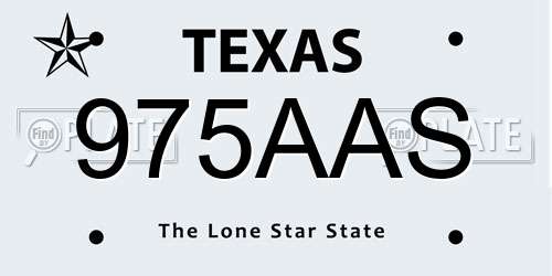 975AAS Texas License Plate