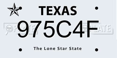975C4F Texas License Plate
