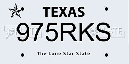 975RKS Texas License Plate