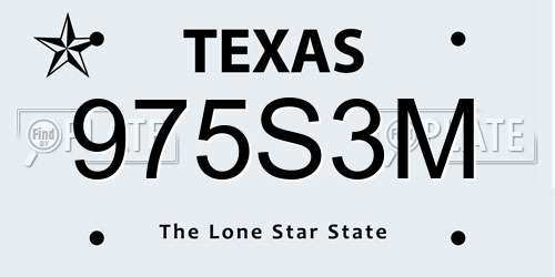 975S3M Texas License Plate