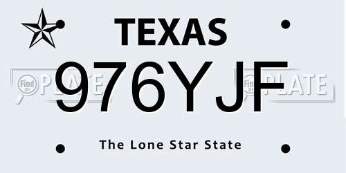 976YJF Texas License Plate