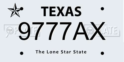 9777AX Texas License Plate