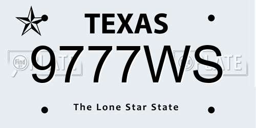9777WS Texas License Plate