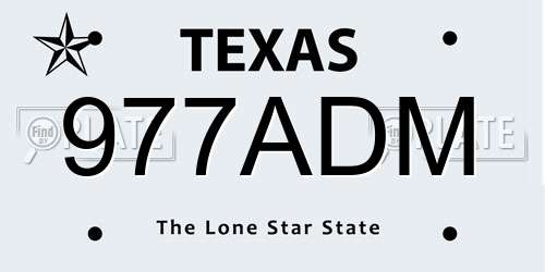 977ADM Texas License Plate
