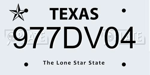 977DV04 Texas License Plate
