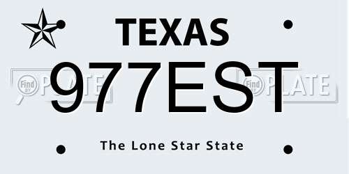 977EST Texas License Plate