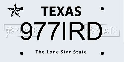 977IRD Texas License Plate