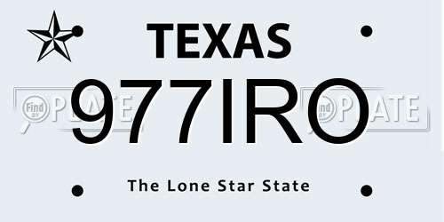 977IRO Texas License Plate