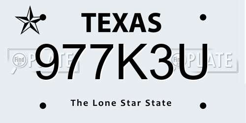 977K3U Texas License Plate
