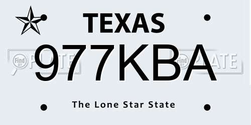 977KBA Texas License Plate