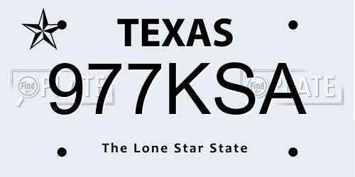 977KSA Texas License Plate