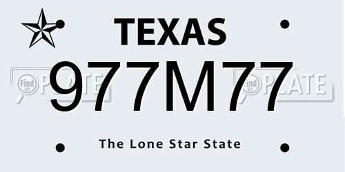 977M77 Texas License Plate