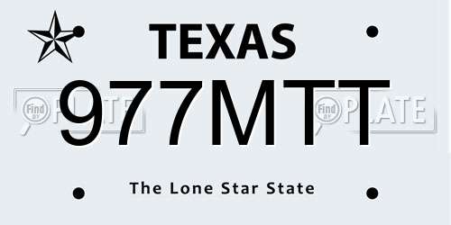 977MTT Texas License Plate