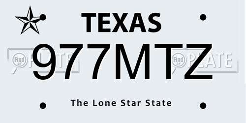 977MTZ Texas License Plate