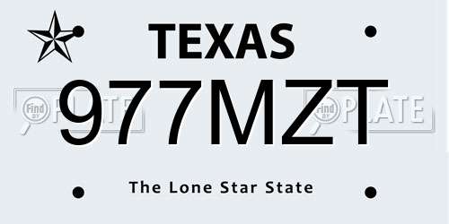 977MZT Texas License Plate