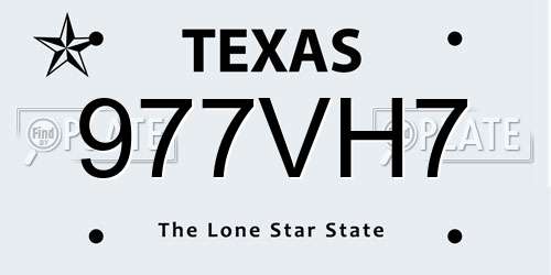 977VH7 Texas License Plate