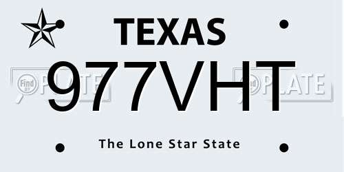 977VHT Texas License Plate