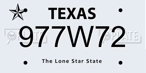 977W72 Texas License Plate