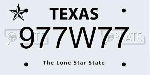 977W77 Texas License Plate