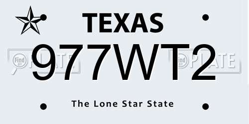 977WT2 Texas License Plate